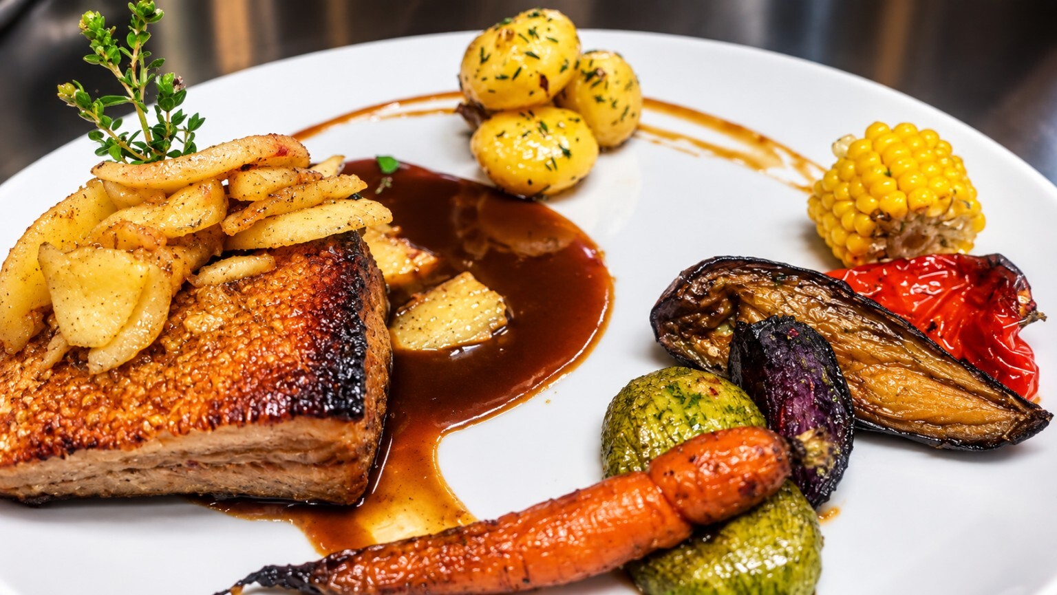 Plato de carne y verduras de Alecrim